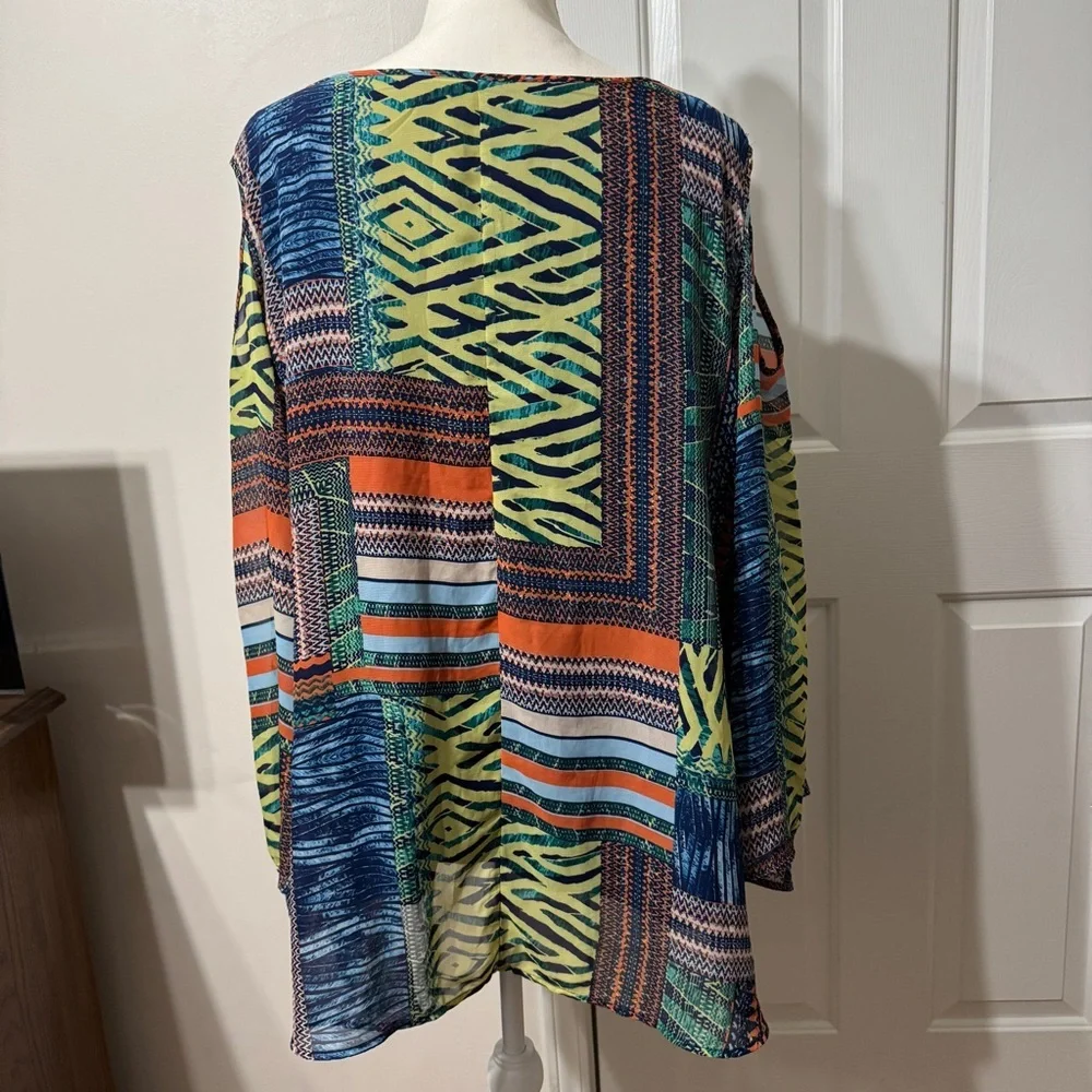 Blue and Green Boxy Tunic with Cut Out Details, size 26/28W - Picture 8 of 9